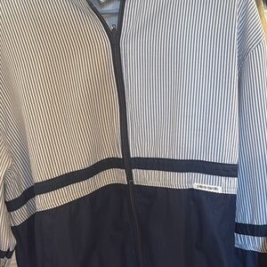 Pierre Cardin Navy and White Striped Windbreaker Jacket